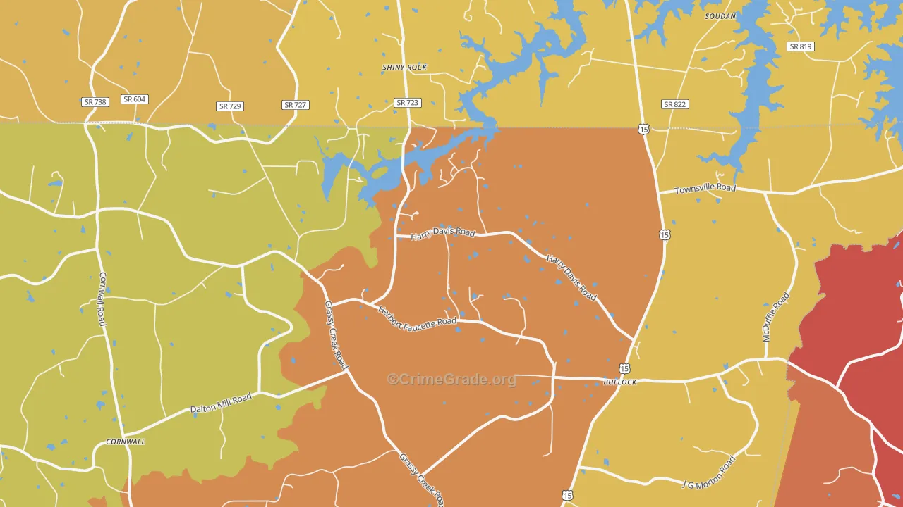 Bullock, NC Map of Murder Rates