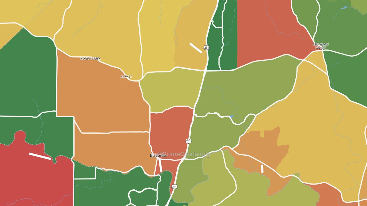 Bulverde, TX Map of Murder Rates