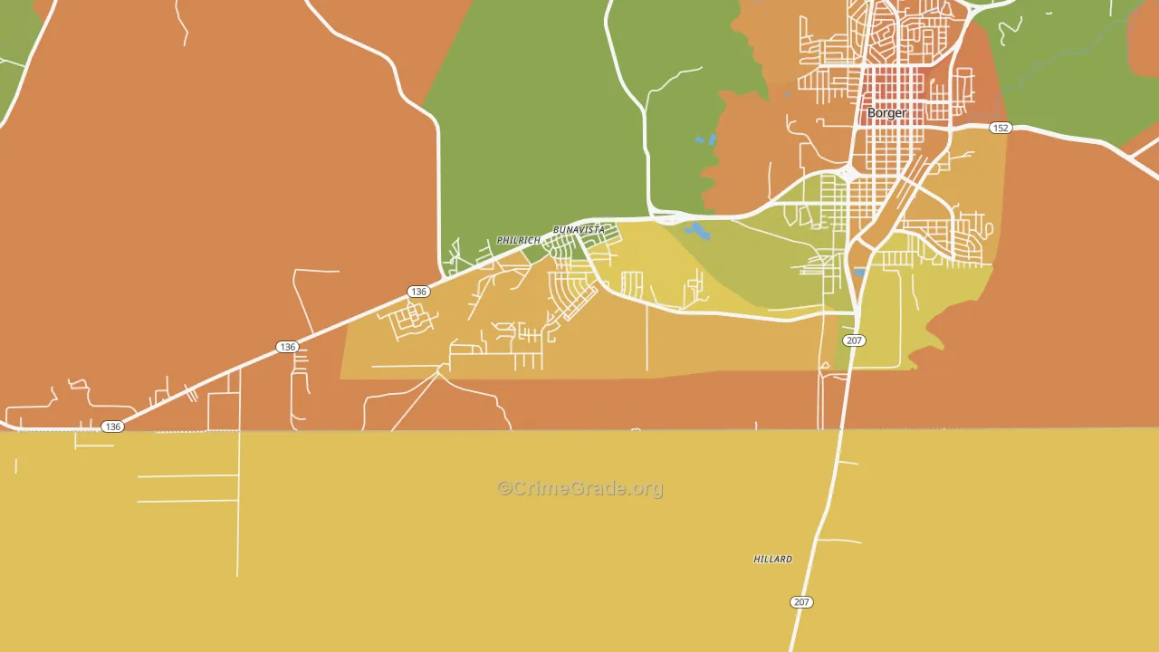 Bunavista, TX Map of Murder Rates