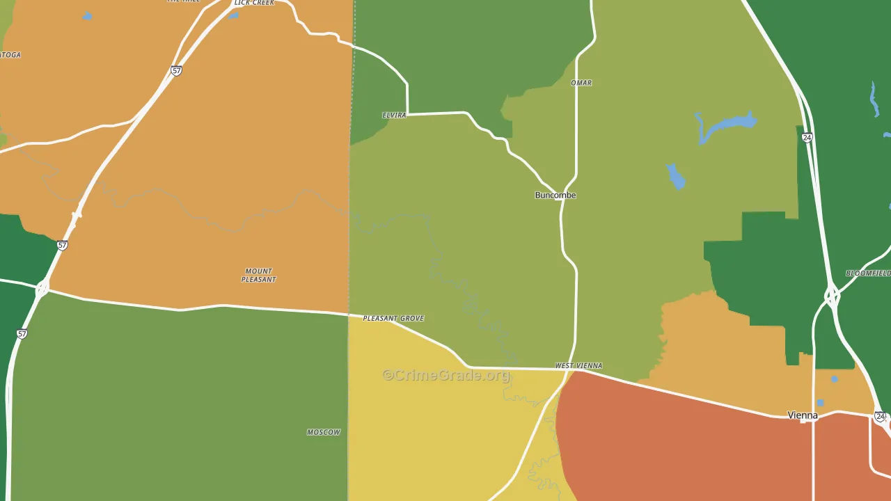 Buncombe, IL Map of Murder Rates