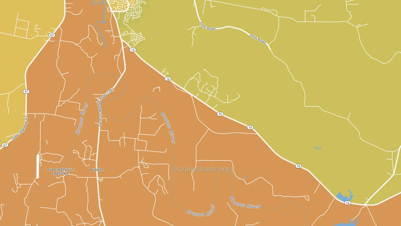 Bunger, TX Map of Murder Rates