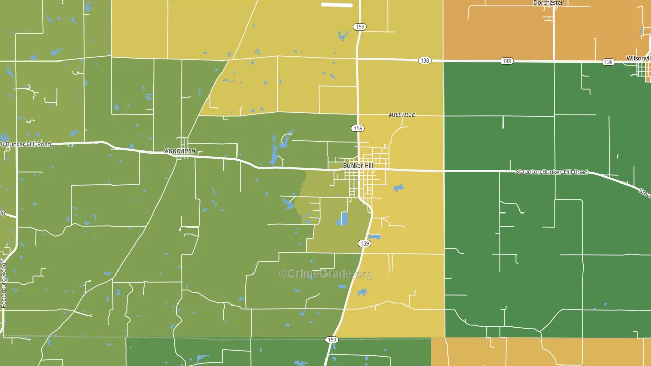 Bunker Hill, IL Map of Murder Rates