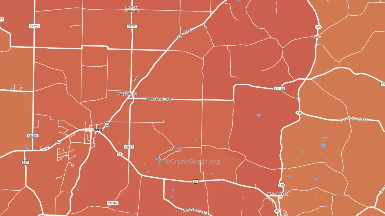 Bunker Hill, OH Map of Murder Rates