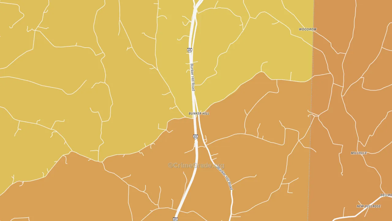 Bunker Hill, TN Map of Murder Rates