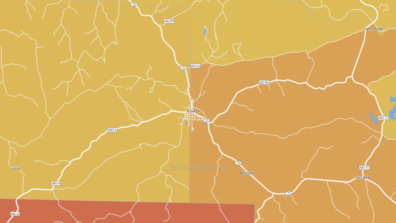 Bunker, MO Map of Murder Rates