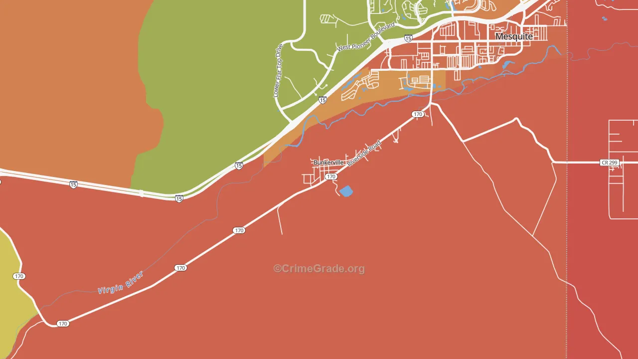 Bunkerville, NV Map of Murder Rates