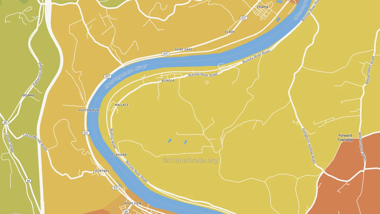 Bunola, PA Map of Murder Rates