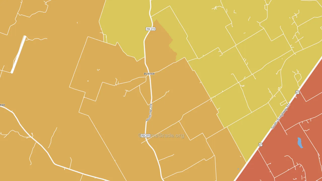 Bunyan, TX Map of Murder Rates