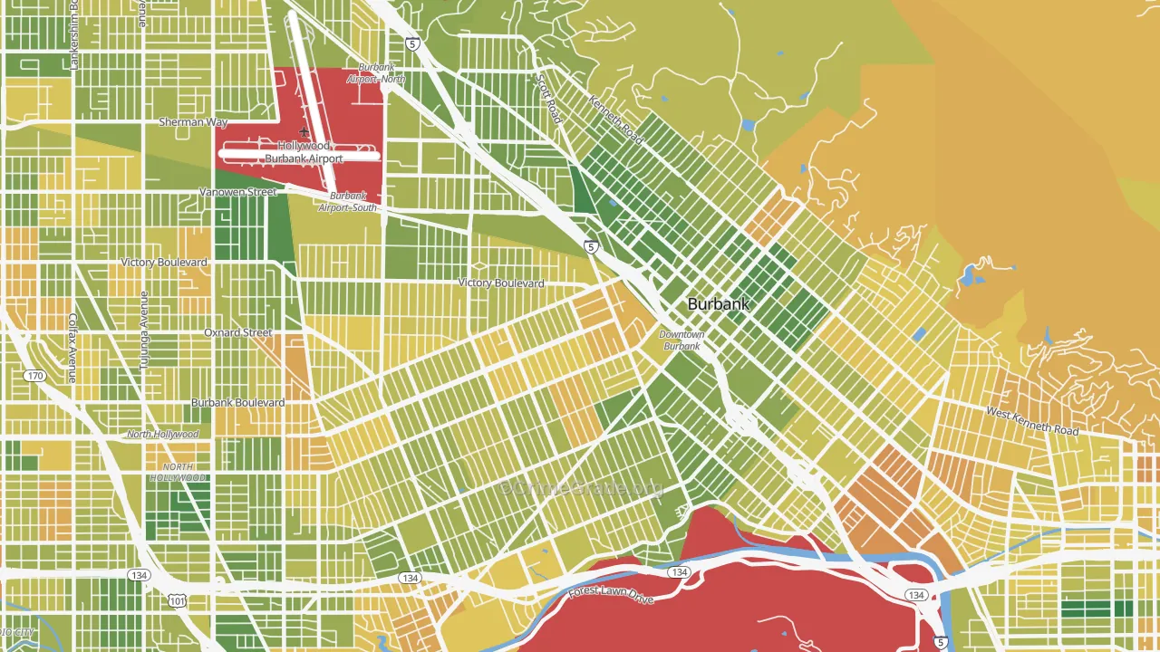 Burbank, CA Map of Murder Rates