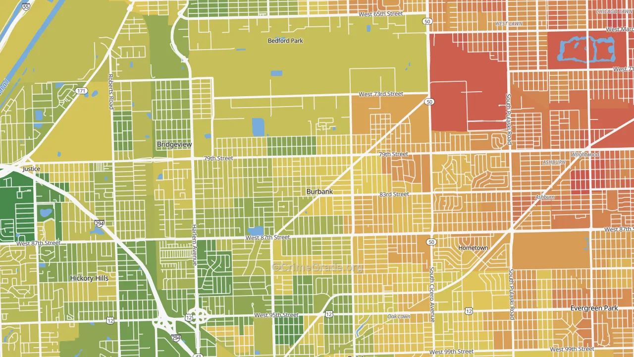 Burbank, IL Map of Murder Rates
