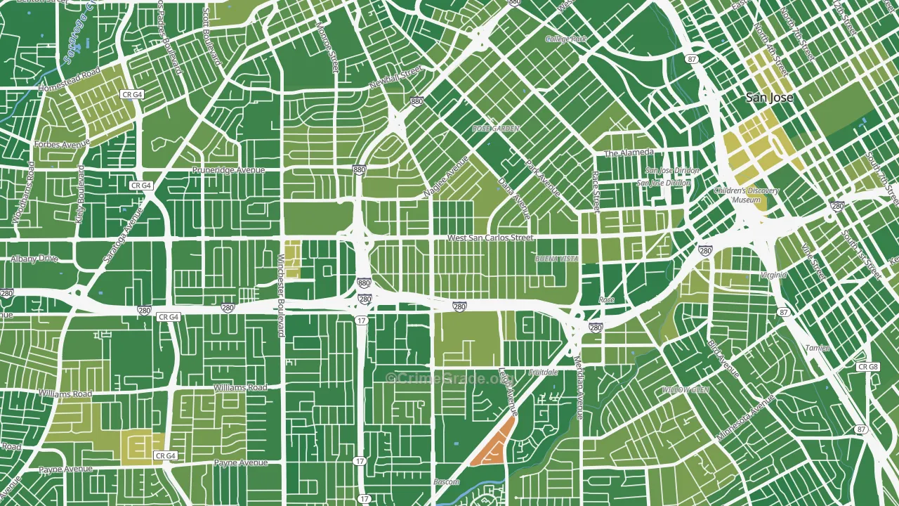 Burbank, San Jose, CA Map of Murder Rates