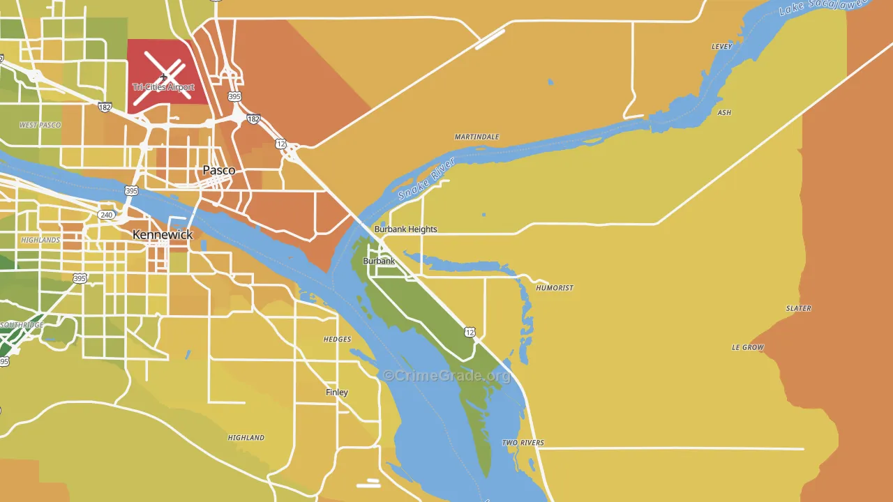 Burbank, WA Map of Murder Rates