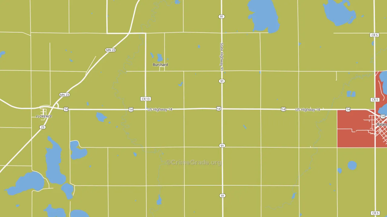 Burchard, MN Map of Murder Rates