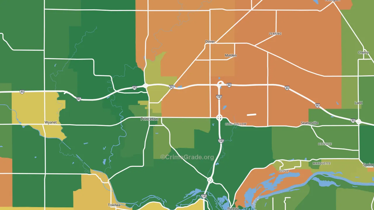 Bureau County, IL Map of Murder Rates
