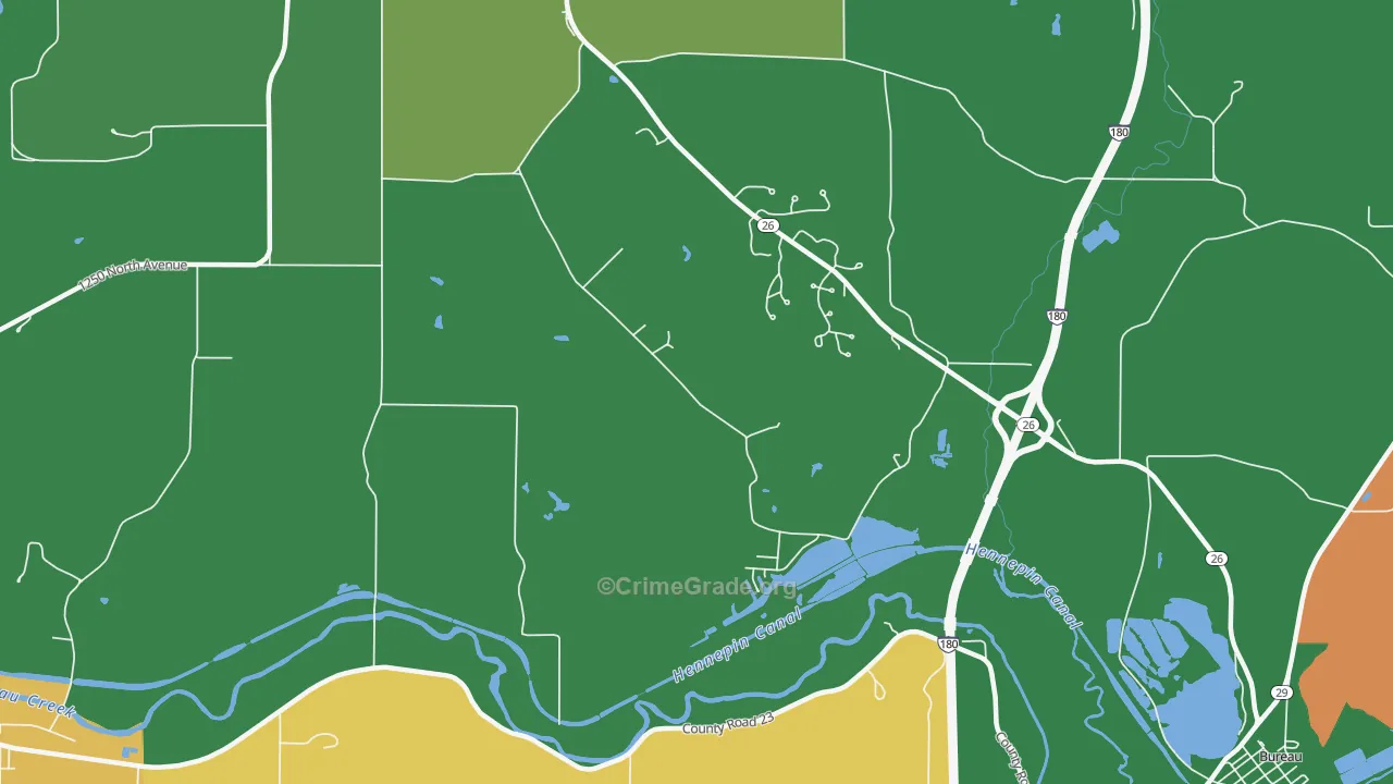Bureau, IL Map of Murder Rates