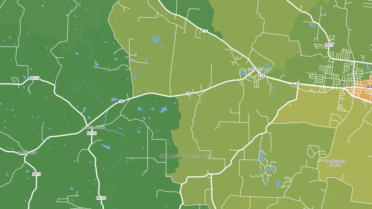 Burfordville, MO Map of Murder Rates