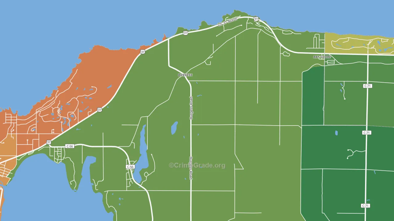 Burgess, MI Map of Murder Rates