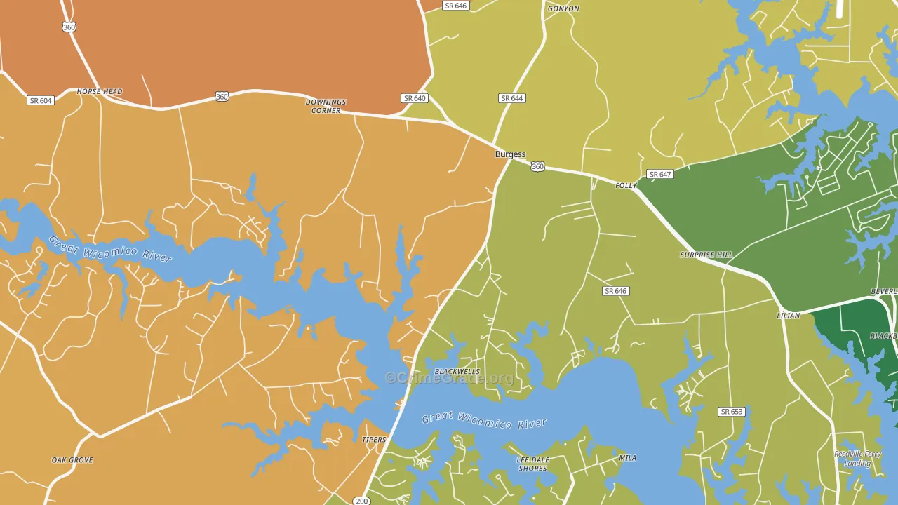 Burgess, VA Map of Murder Rates
