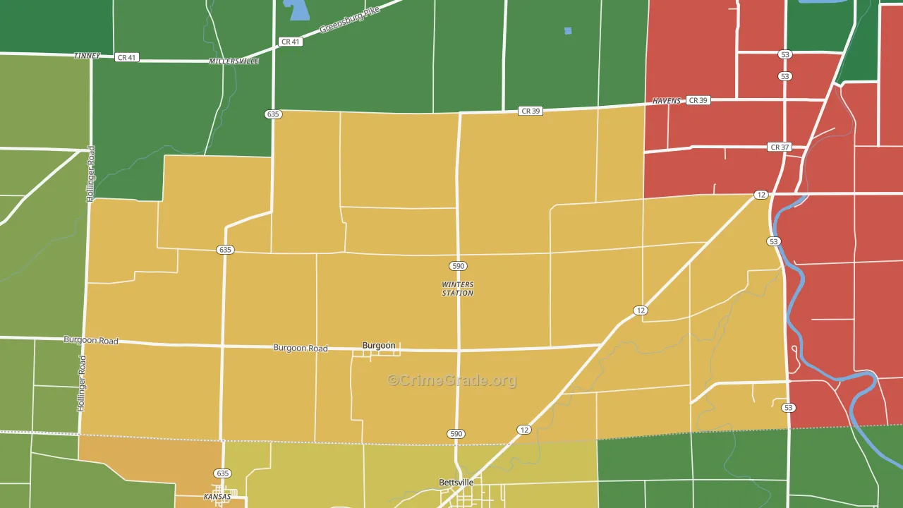 Burgoon, OH Map of Murder Rates