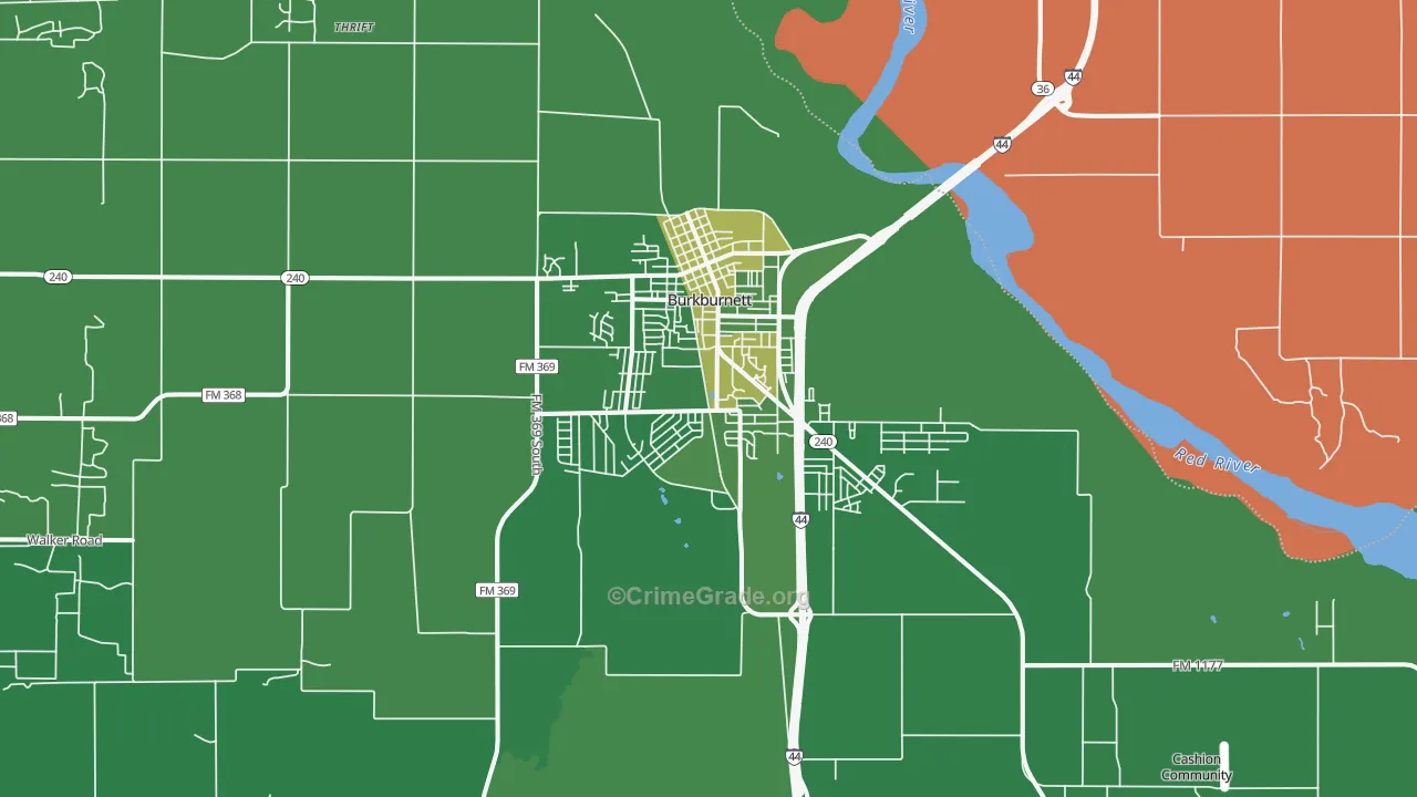 Burkburnett, TX Map of Murder Rates