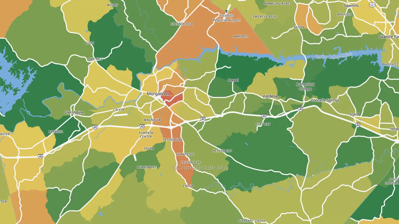 Burke County, NC Map of Murder Rates
