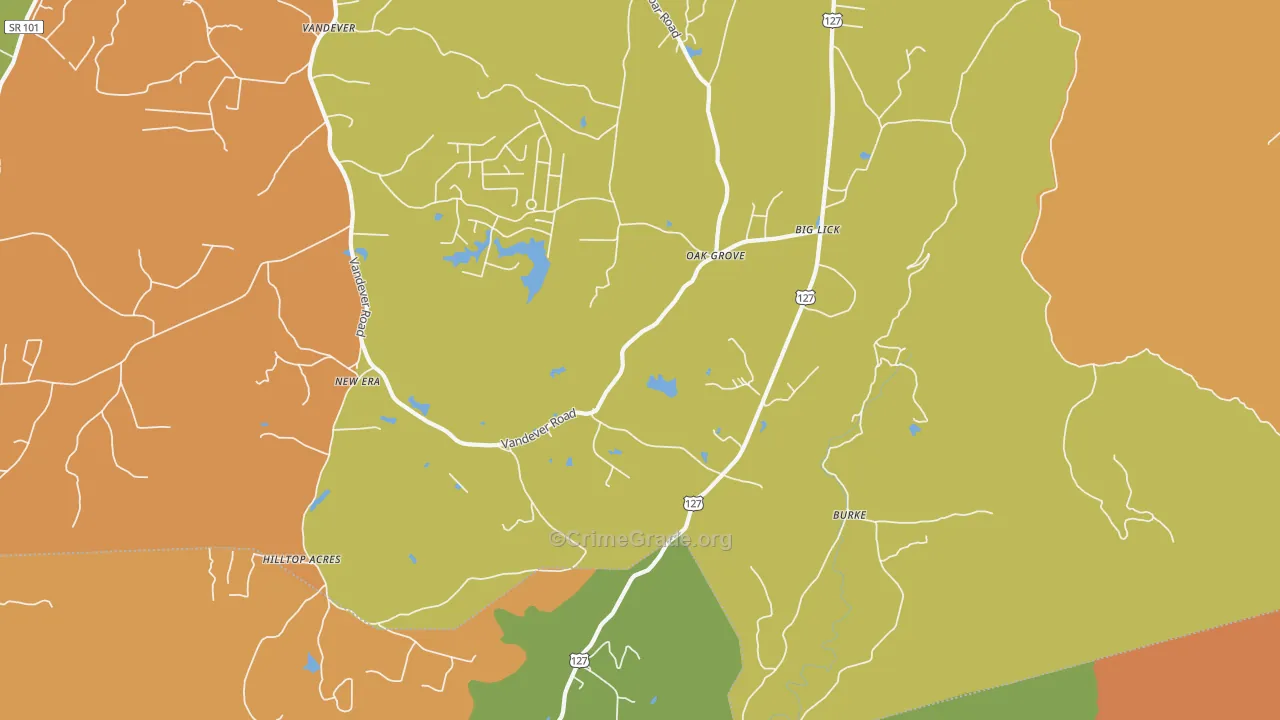 Burke, TN Map of Murder Rates
