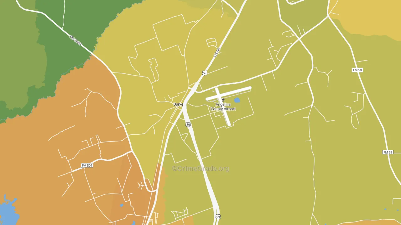 Burke, TX Map of Murder Rates