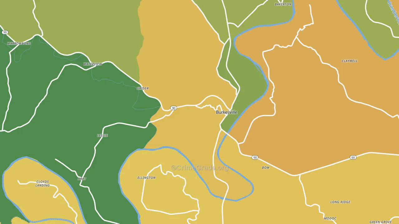 Burkesville, KY Map of Murder Rates