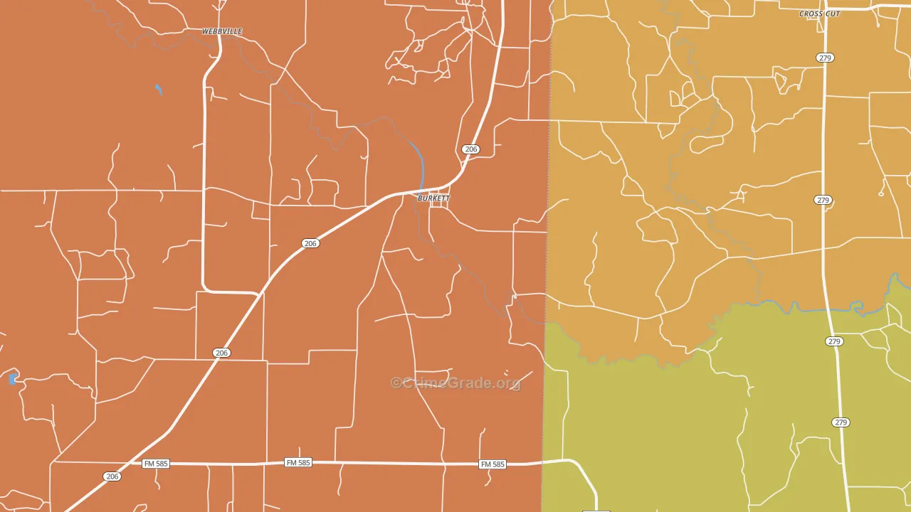 Burkett, TX Map of Murder Rates