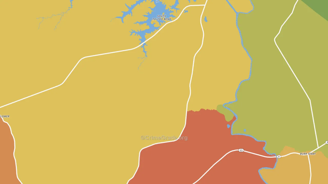 Burkeville, TX Map of Murder Rates
