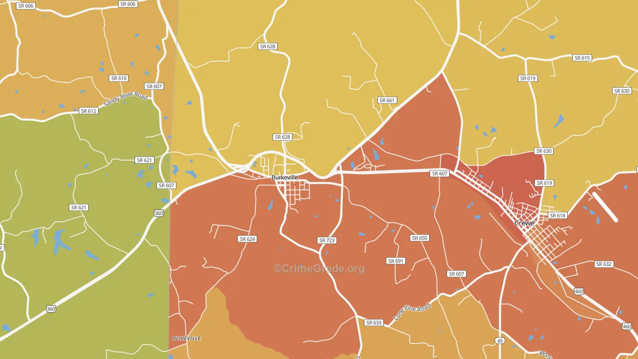 Burkeville, VA Map of Murder Rates