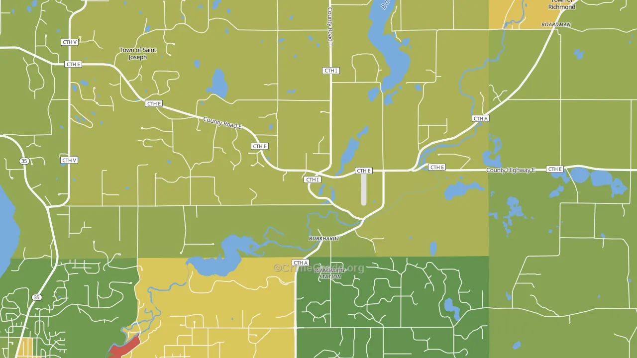 Burkhardt, WI Map of Murder Rates