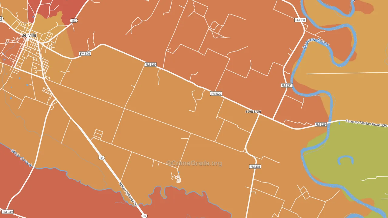 Burleigh, TX Map of Murder Rates