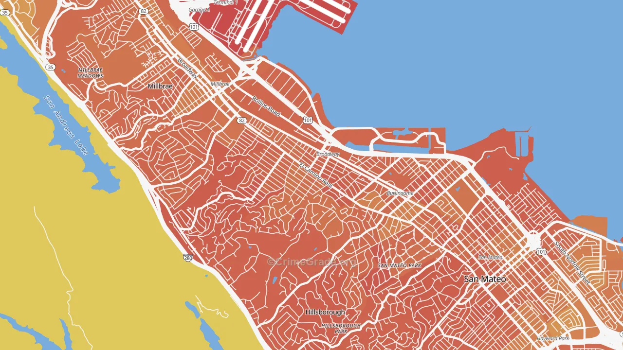 Burlingame, CA Map of Murder Rates