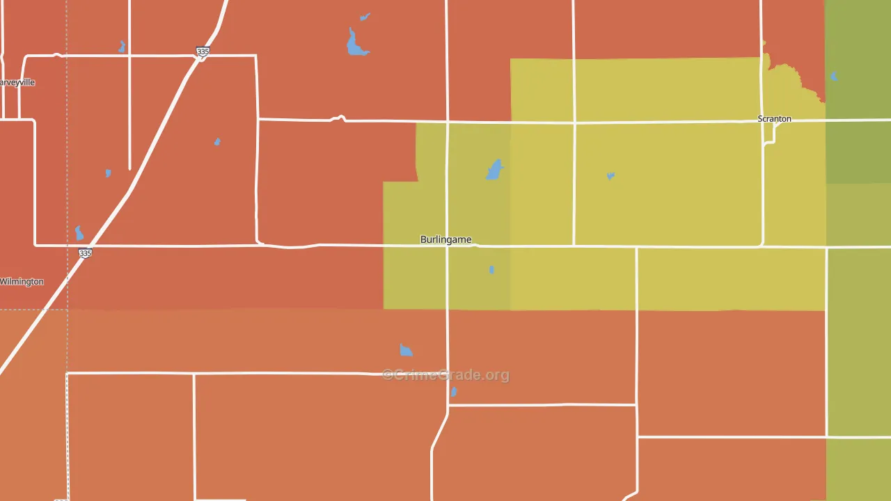 Burlingame, KS Map of Murder Rates