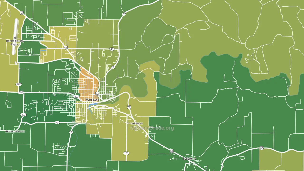 Burlington, AR Map of Murder Rates