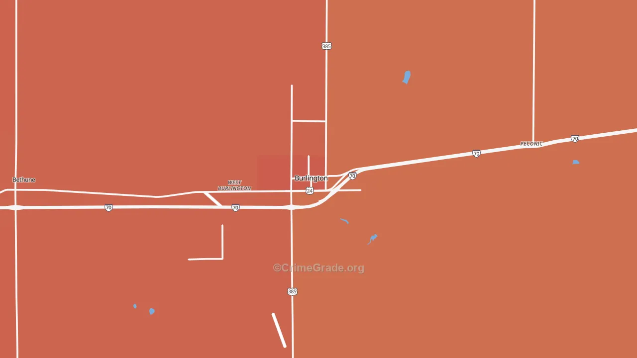 Burlington, CO Map of Murder Rates