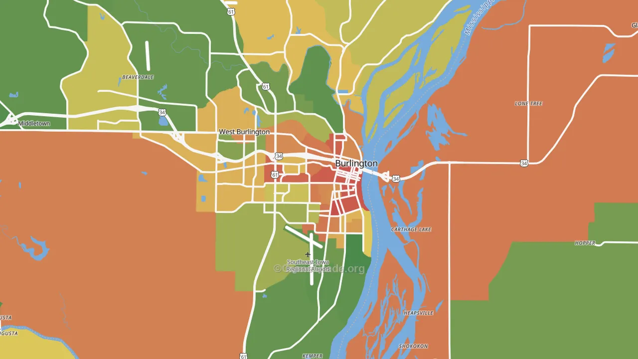 Burlington, IA Map of Murder Rates