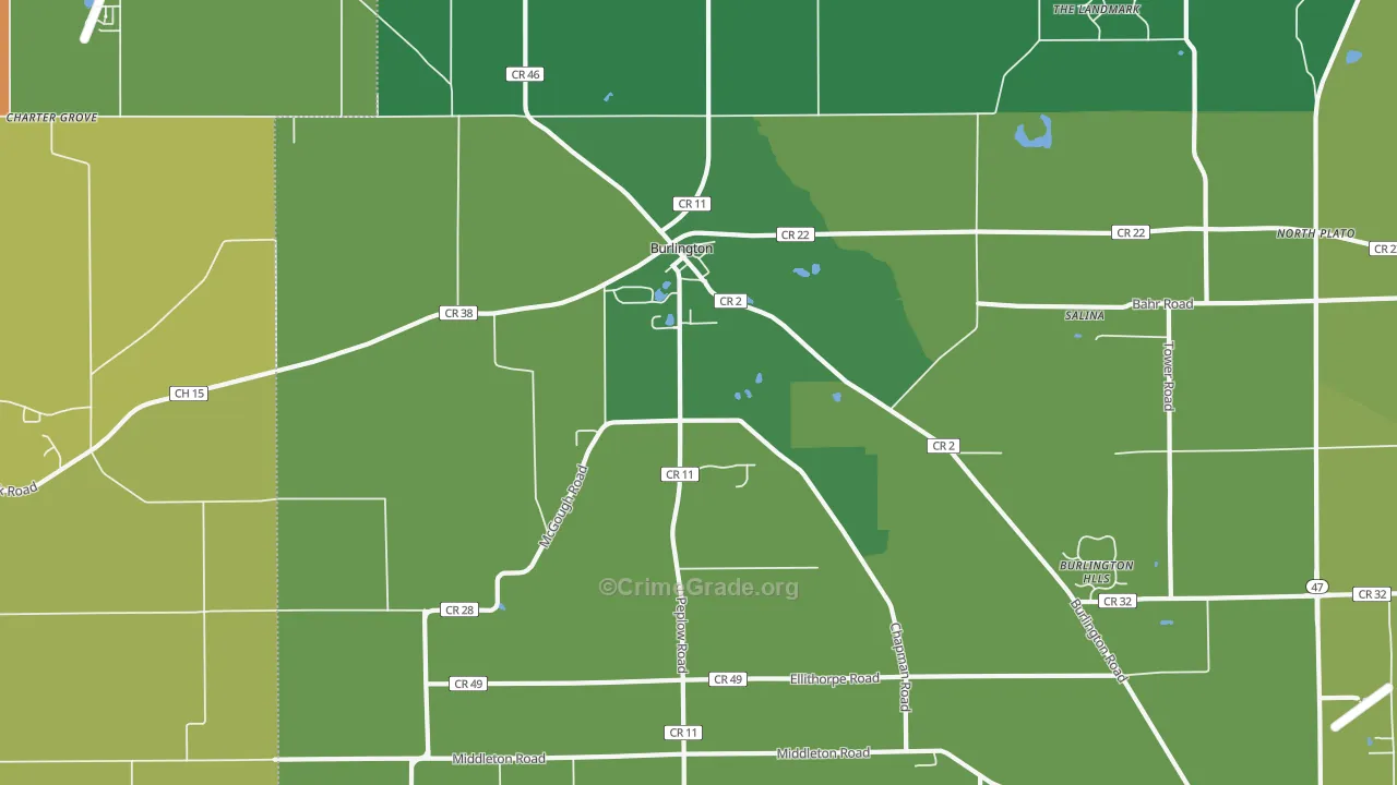 Burlington, IL Map of Murder Rates