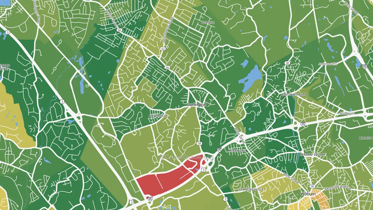 Burlington, MA Map of Murder Rates