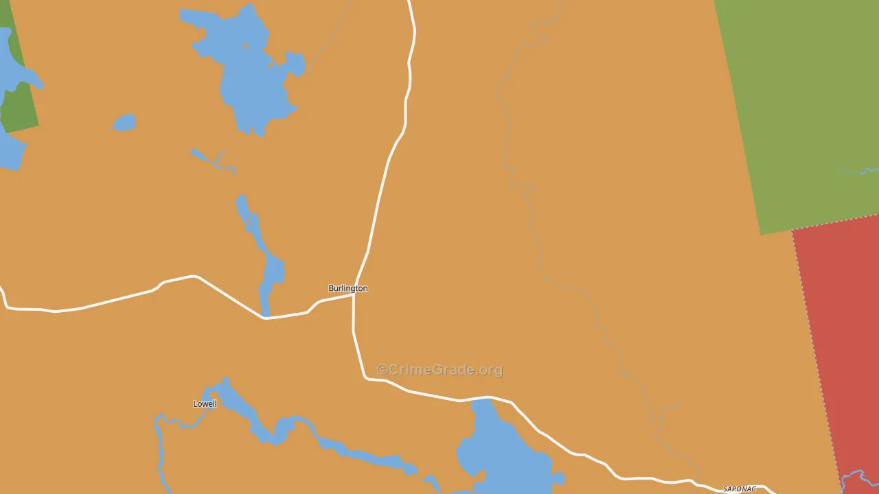 Burlington, ME Map of Murder Rates