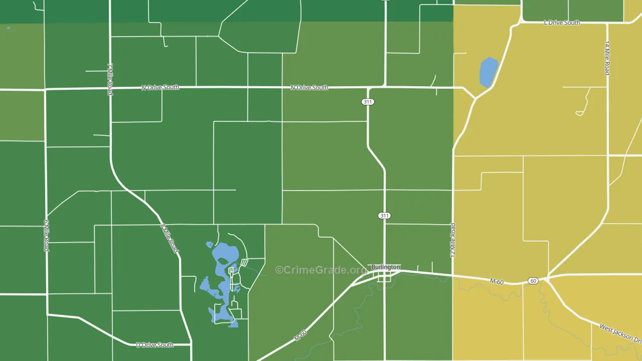 Burlington, MI Map of Murder Rates