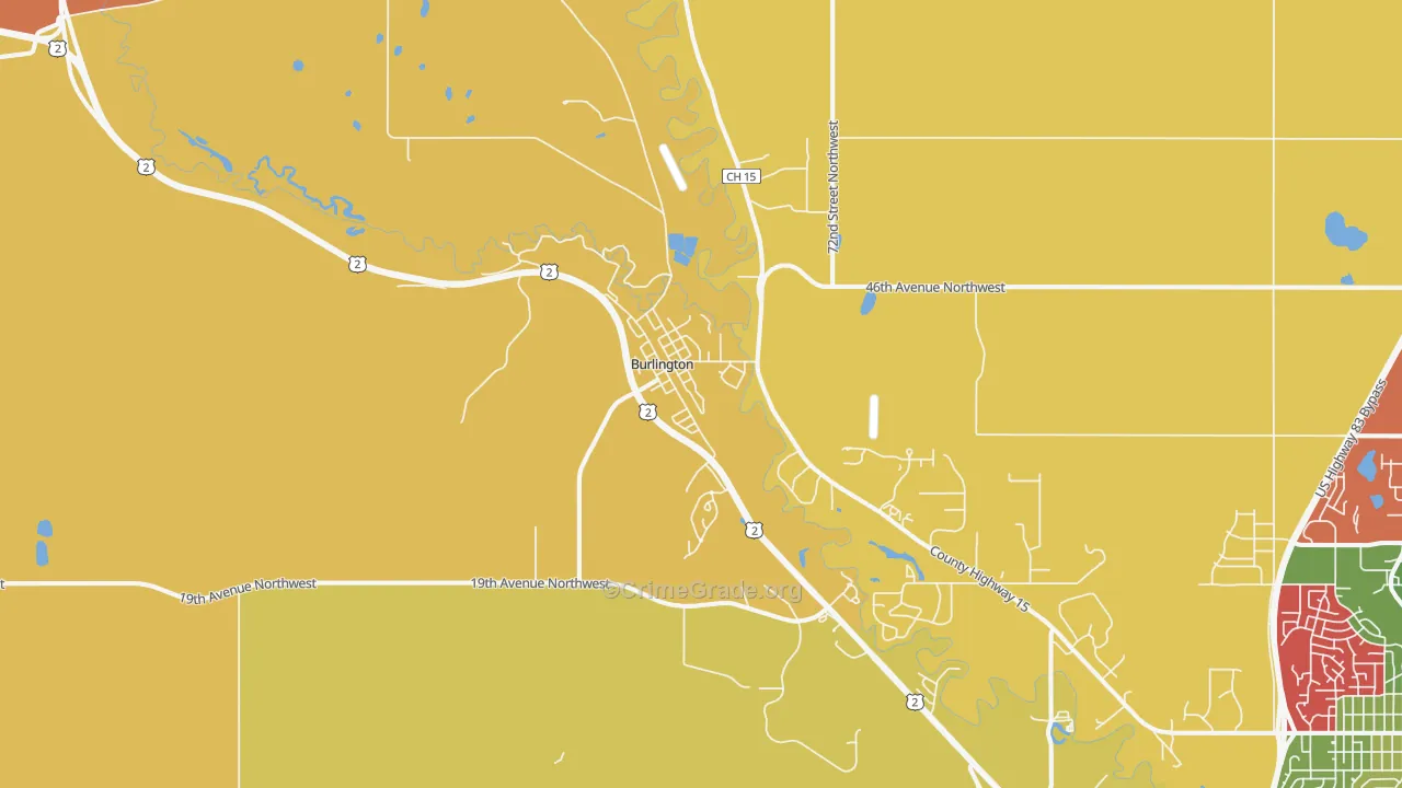 Burlington, ND Map of Murder Rates
