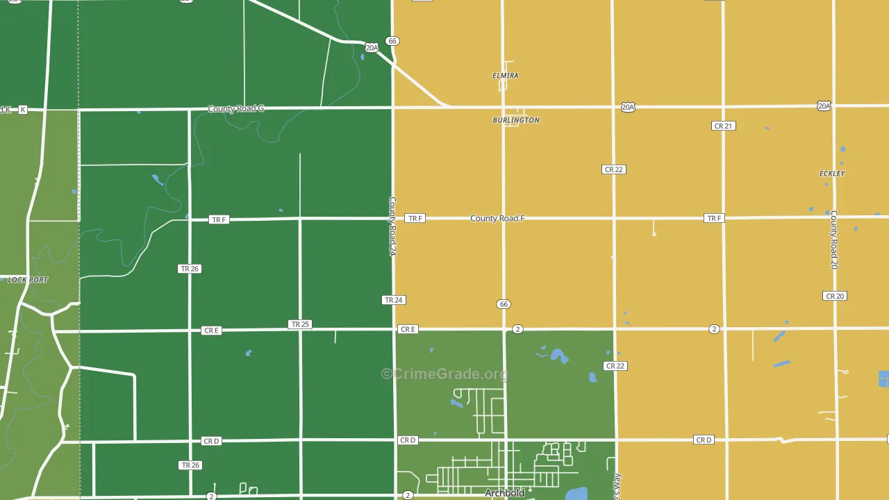 Burlington, OH Map of Murder Rates