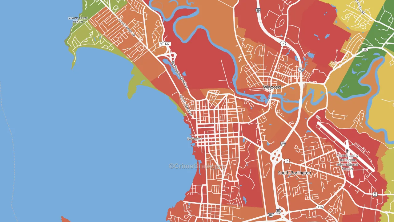 Burlington, VT Map of Murder Rates