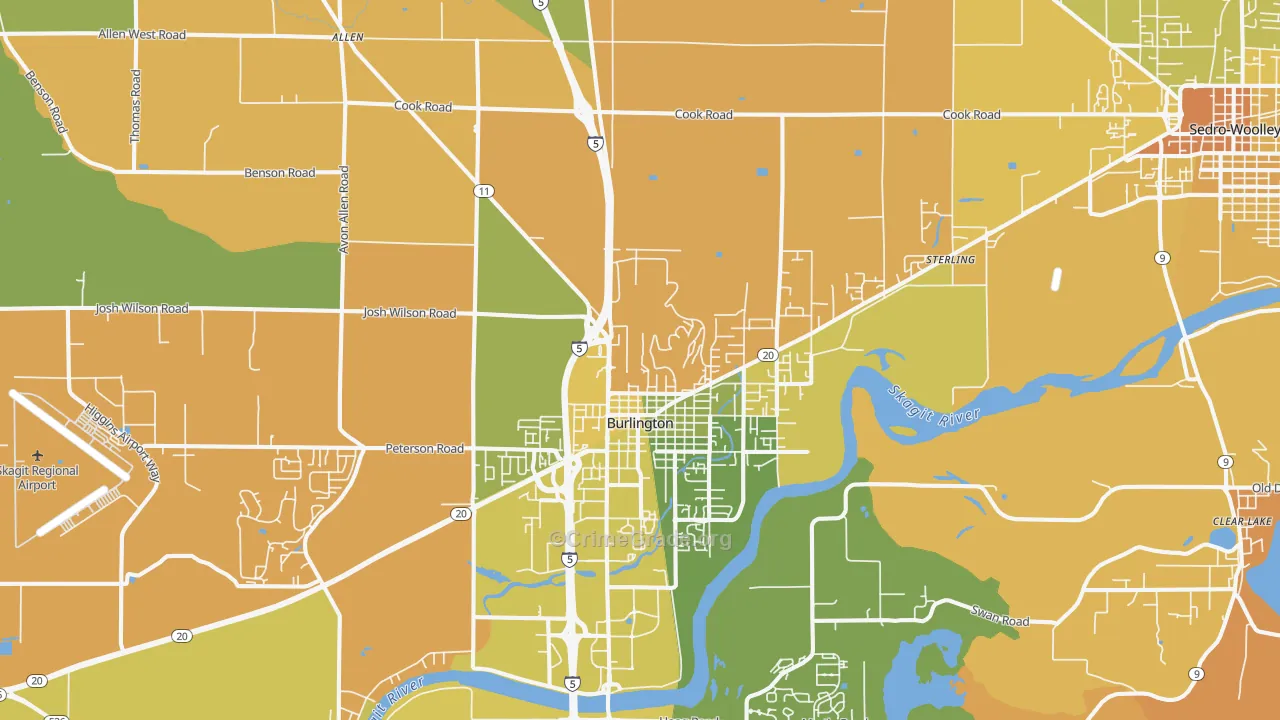 Burlington, WA Map of Murder Rates