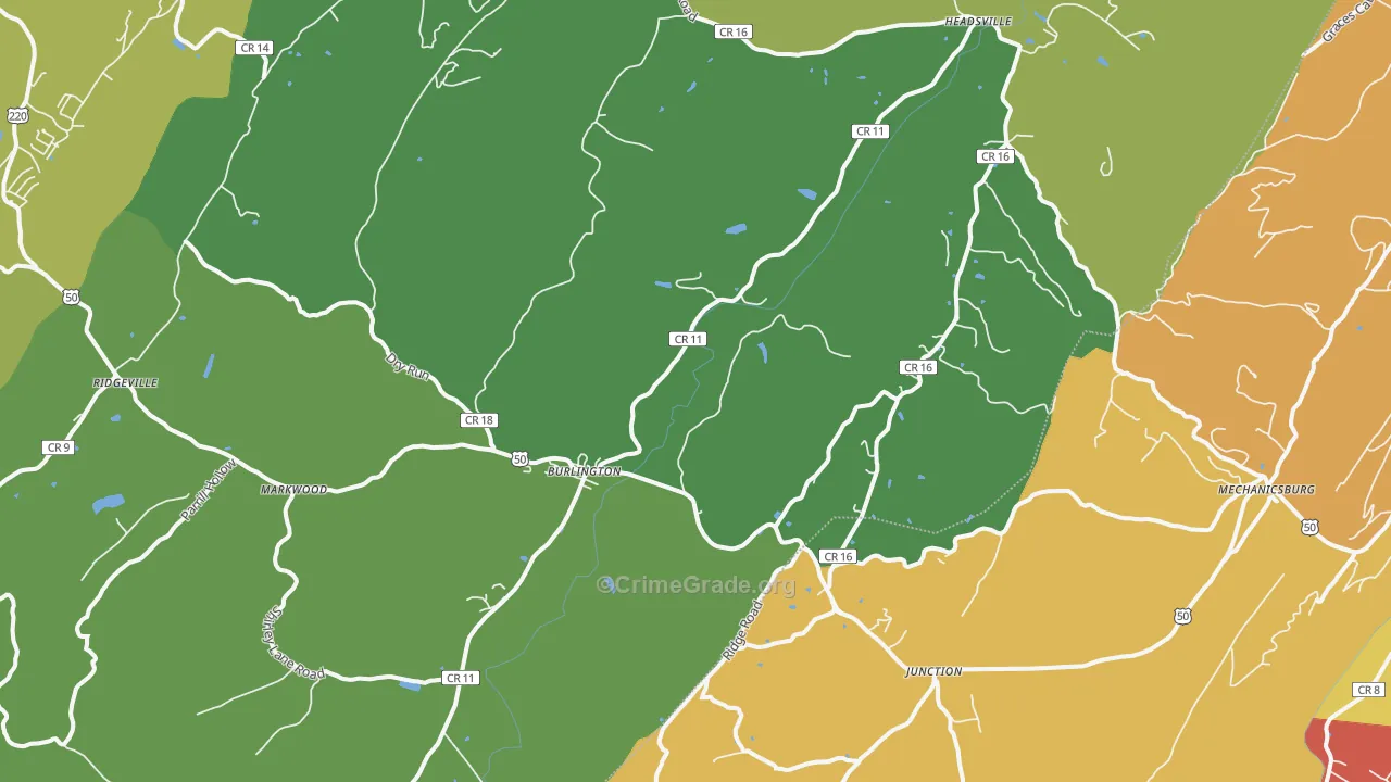 Burlington, WV Map of Murder Rates