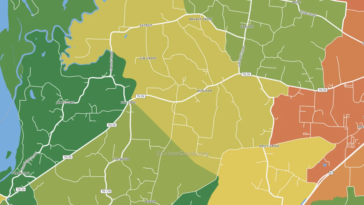 Burlison, TN Map of Murder Rates