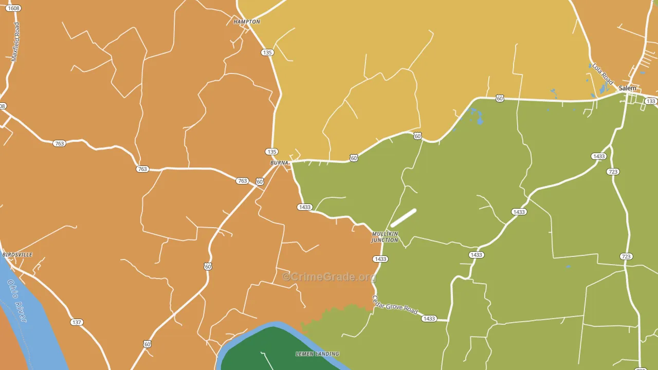 Burna, KY Map of Murder Rates