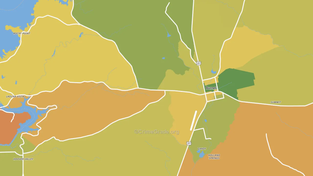 Burnet, TX Map of Murder Rates